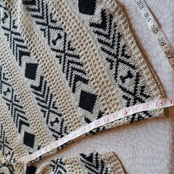 Ruby Rd. Cream, Black, and Gold Metallic Pointelle Knit Sweater - NWT - Picture 11 of 14